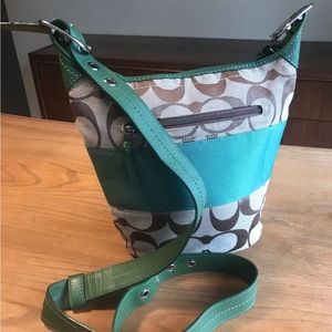 Coach signature Stripe Rugby Duffle Tote Bag